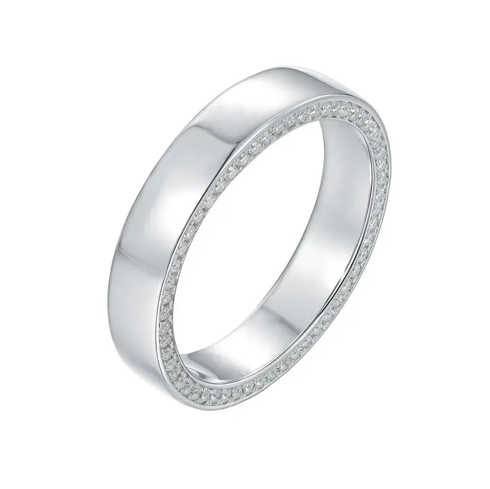 Round Moissanite Ring in Sterling Silver Pave Setting — product view 5