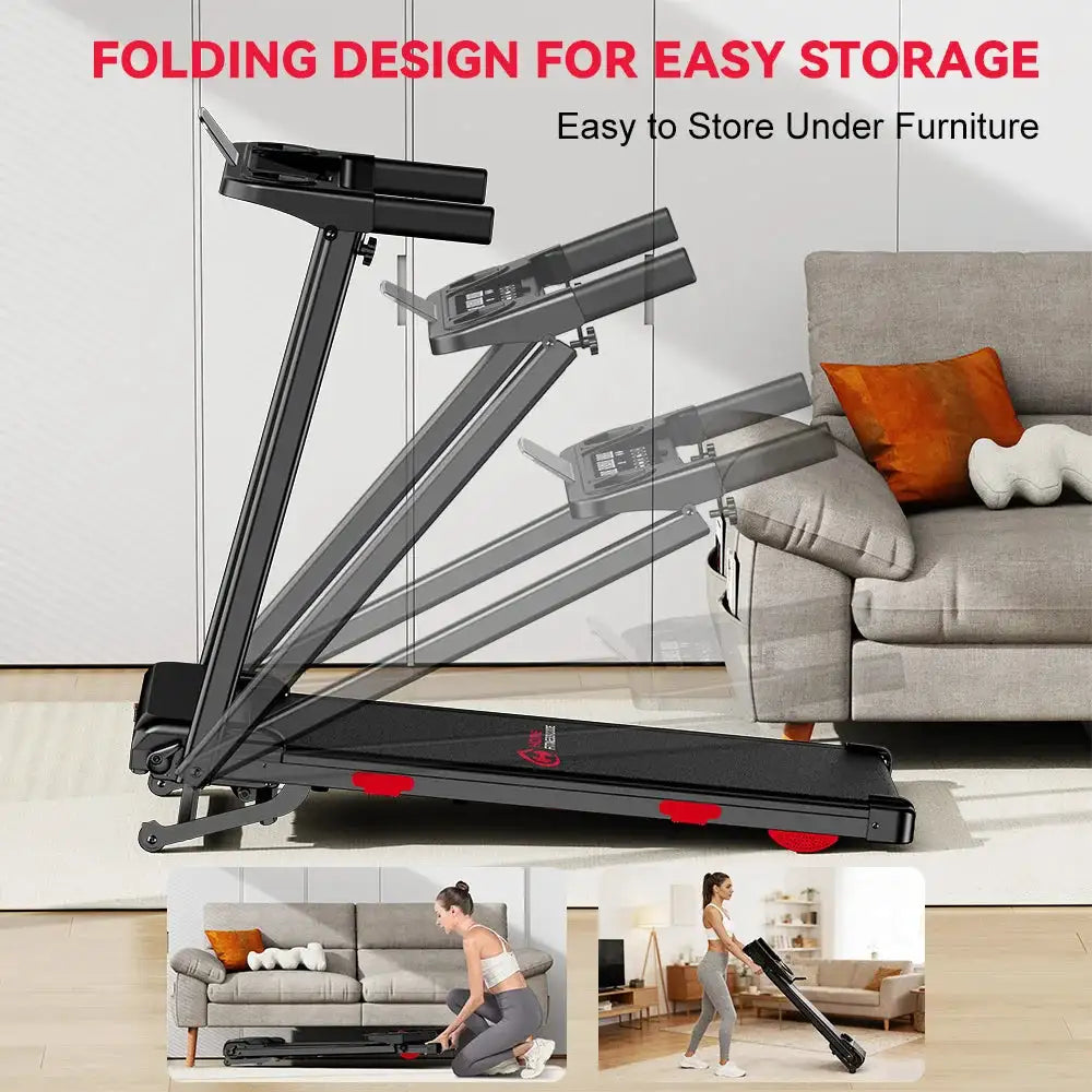 Folding Treadmill with incline Portable Treadmills Home with HandleBar,Walking Pad Foldable 3.0HP Quiet Brushless LED Dispay