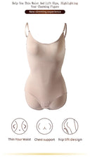 GUUDIA V Neck Spaghetti Strap Compression Bodysuit Slimming