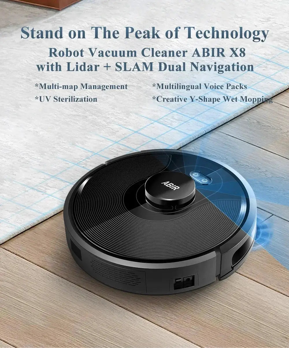 Abir X8Pro Robotic Vacuum Cleaner 4000Pa Suction Power - OurLum.com