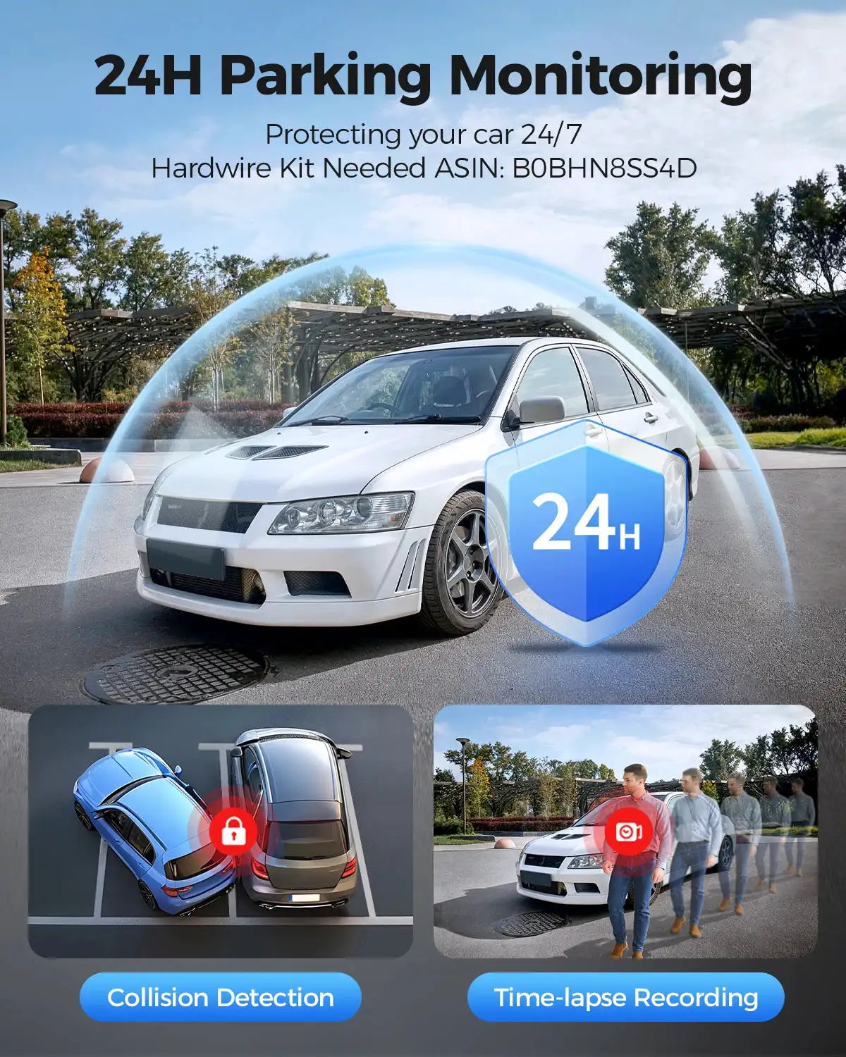 AZDOME M300S 4K Dash Cam Front and Rear, Built-in ADAS WiFi GPS Dash Camera for Cars, Free 64GB Card, Voice Control, Night Visio