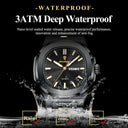 POEDAGAR Square Steel Men Luminous Watch