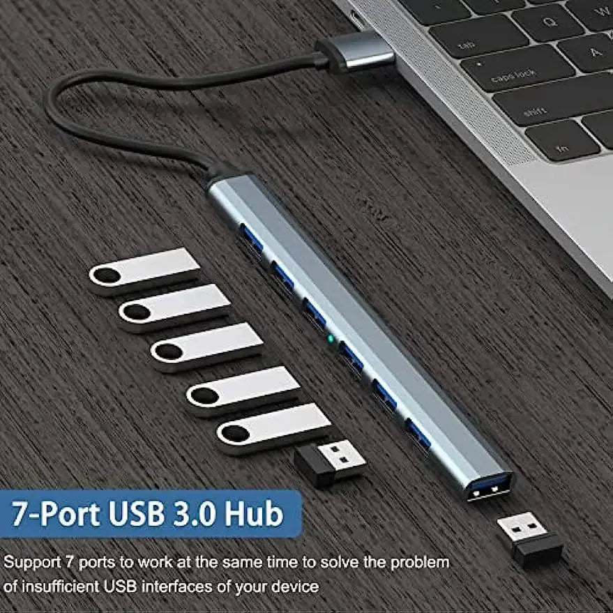 USB C Hub Splitter 7 Ports High Speed Data Transfer