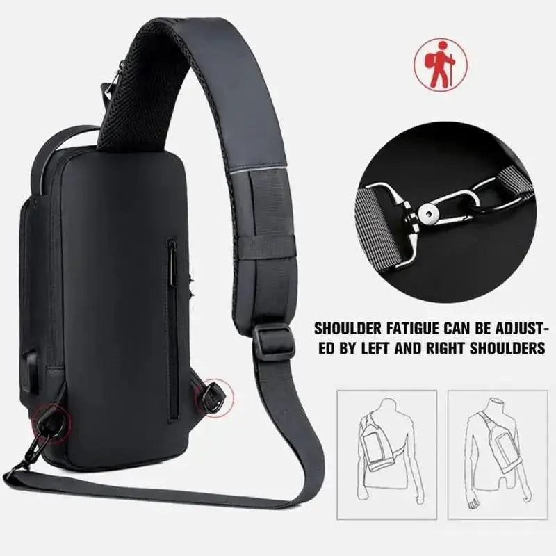 Anti Theft Chest Bag Crossbody USB Port Waterproof