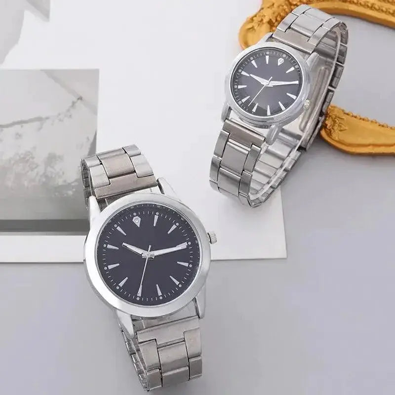 Luxury Stainless Steel Quartz Timepiece Set Couples Watch