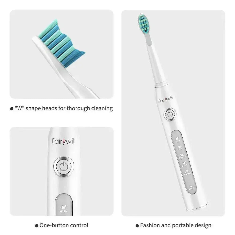 Fairywill FW507 Waterproof Sonic Toothbrush 40K VPM 4 Heads