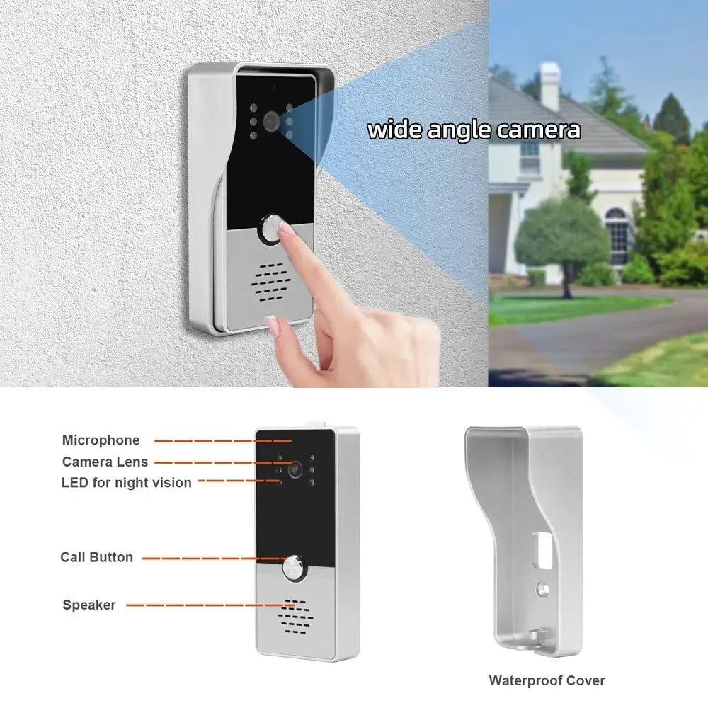 Hayway 4-Wired Video Door Phone 1200TVL Outdoor Camera Waterproof Wide View Doorbell For Home Video Intercom System