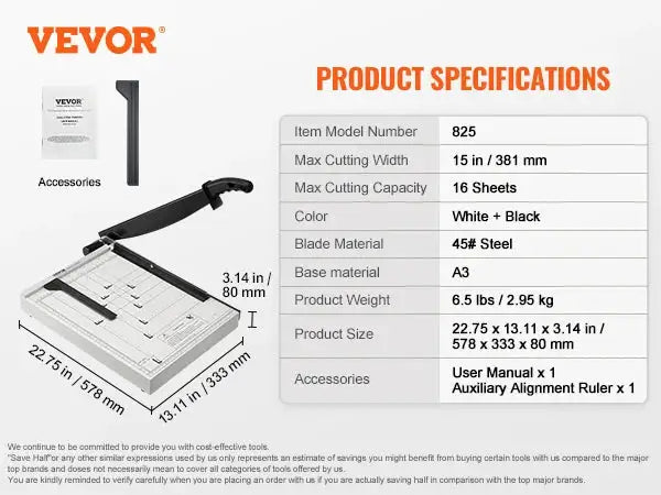 SucceBuy Paper Cutter Guillotine Trimmer 15"/18" Cut Length 16/20 Sheets Capacity Heavy Duty Paper Cutter for Home Office School
