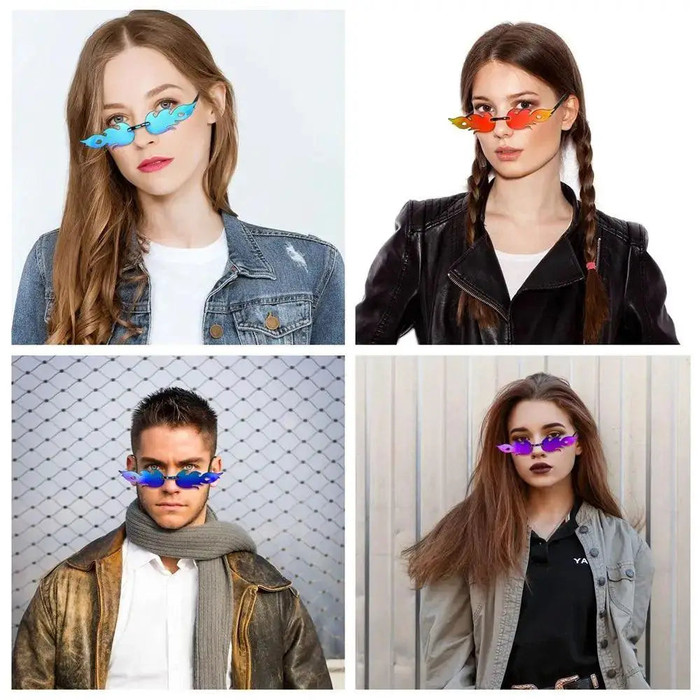 Rimless Flame Sunglasses For Women UV400 Protection