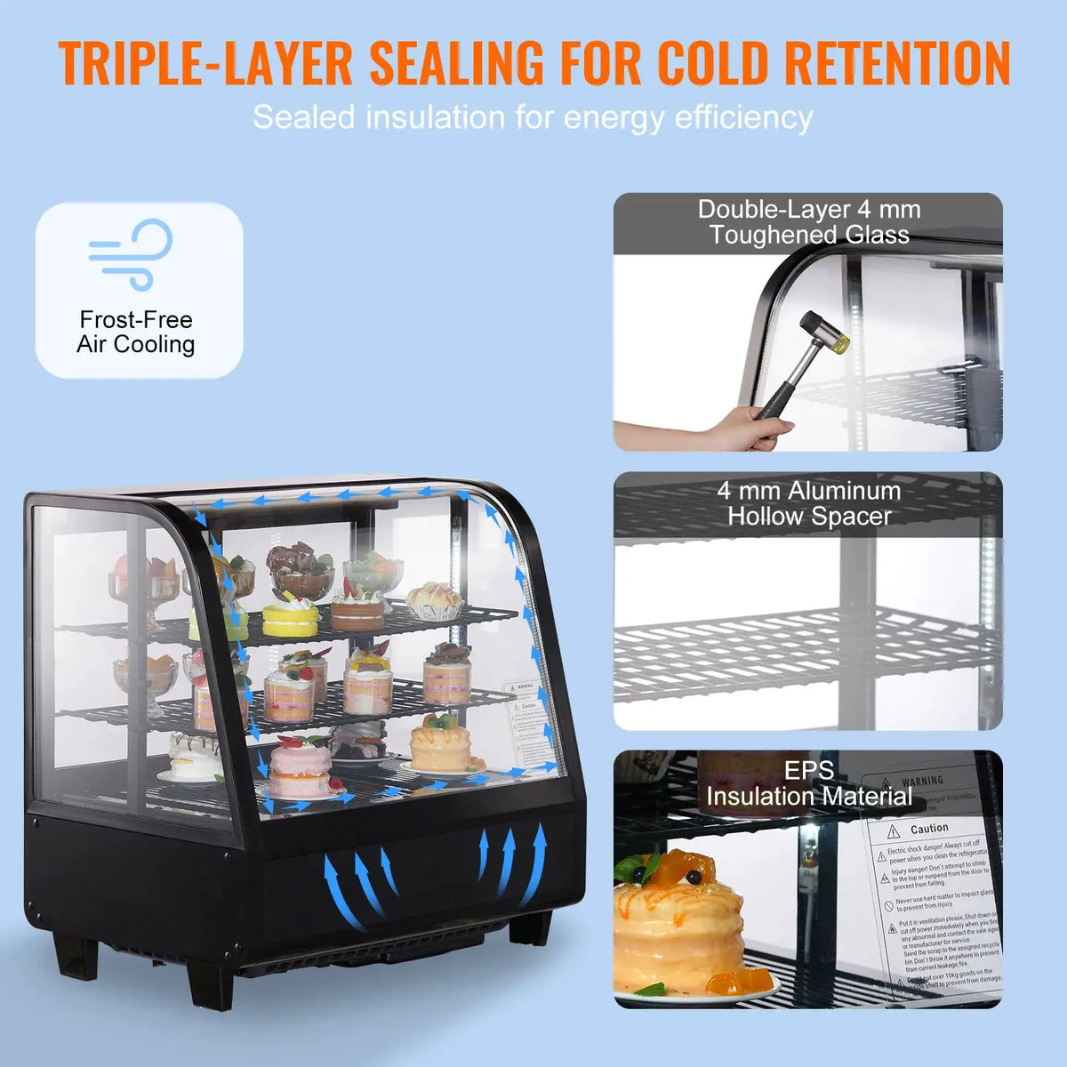 SucceBuy Refrigerated Display Case Countertop Pastry Display Case — product view 4
