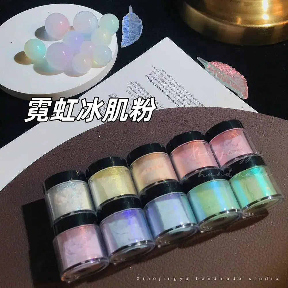 Aurora Rainbow Neon Shimmer Nail Art Powder Kit Set For Glam