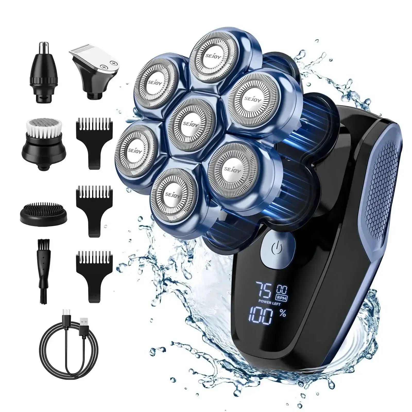 5 In 1 Electric Head Shaver Waterproof Kit For Bald Men