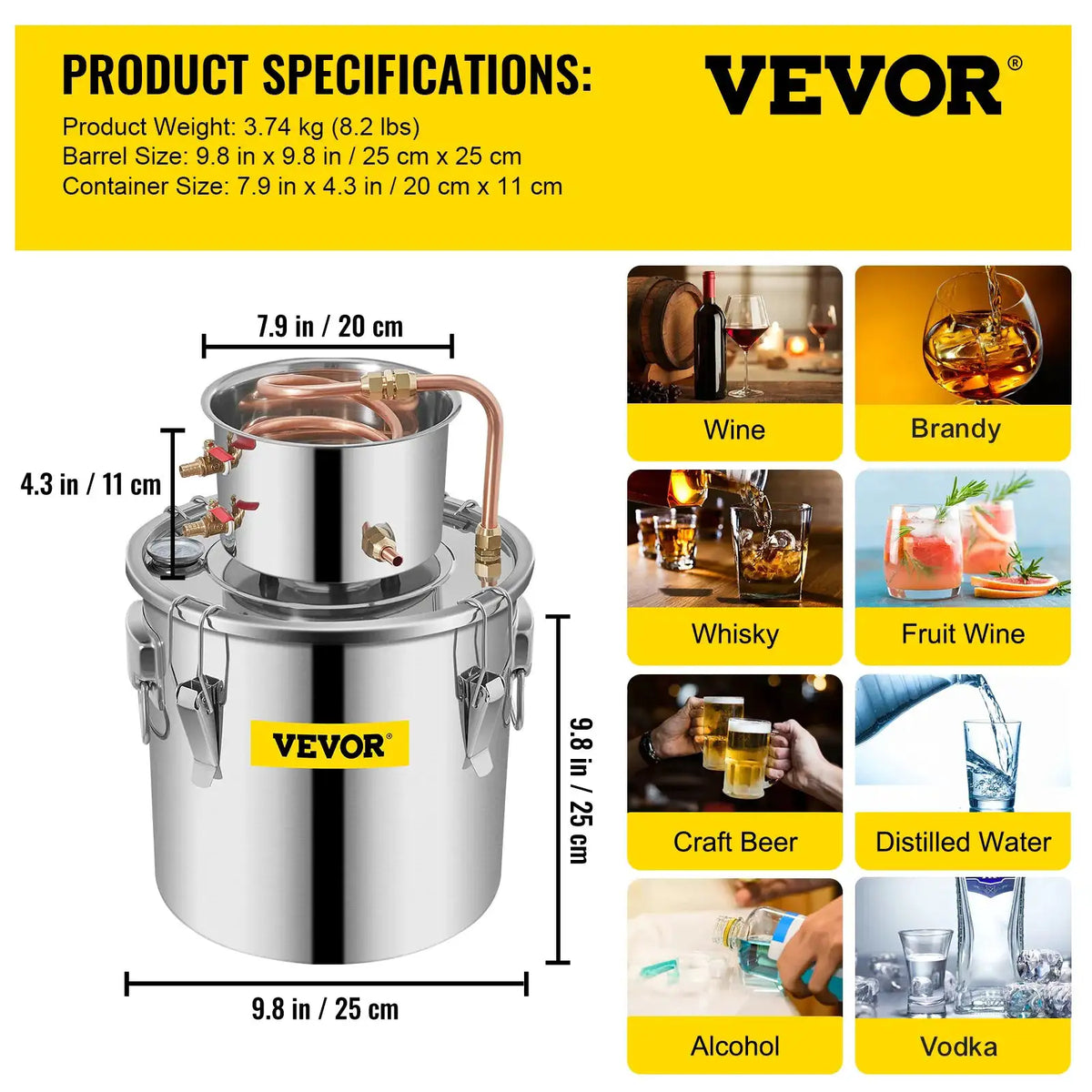 SucceBuy Gal Distiller Moonshine Alcohol Brew Water Wine — product view 8