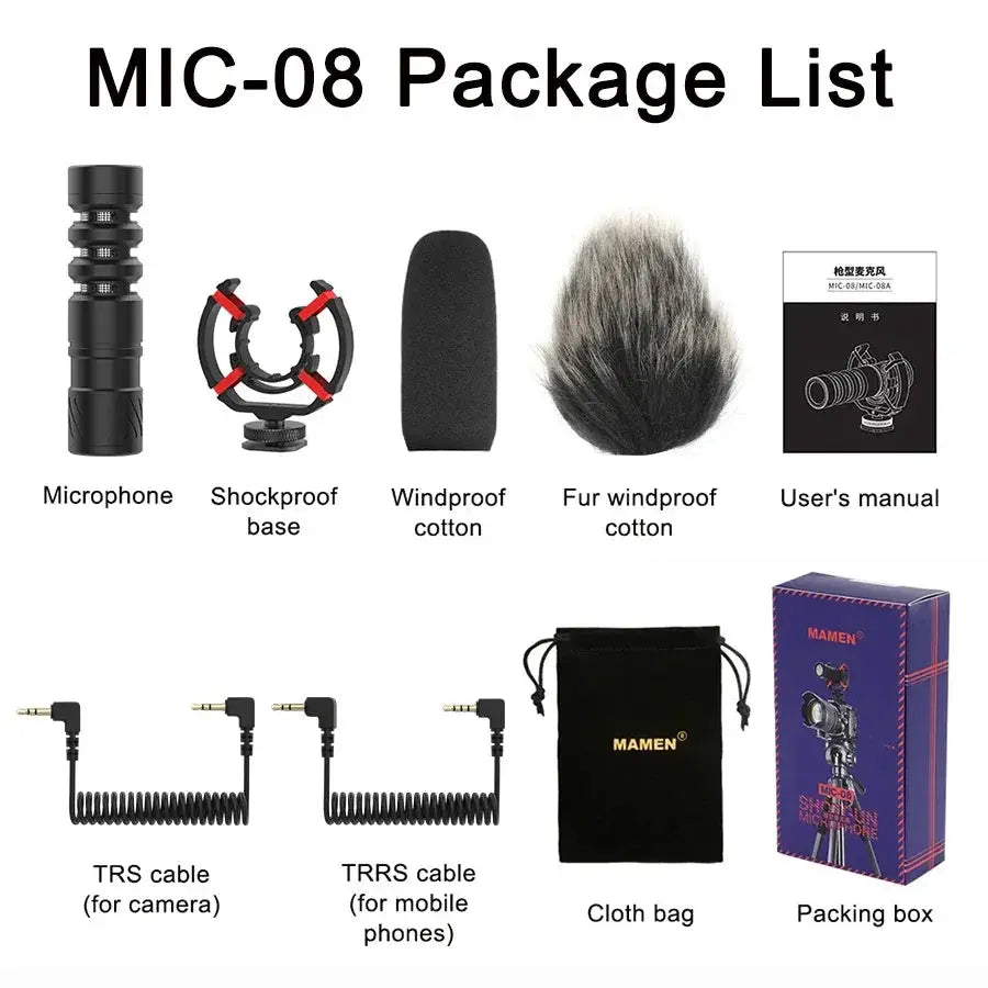 MAMEN Professional Shotgun Microphone for Vlog and Podcast