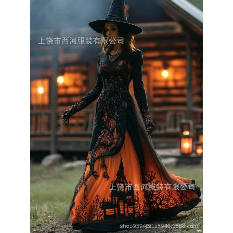 Dark Pleated Gothic Maxi Dress