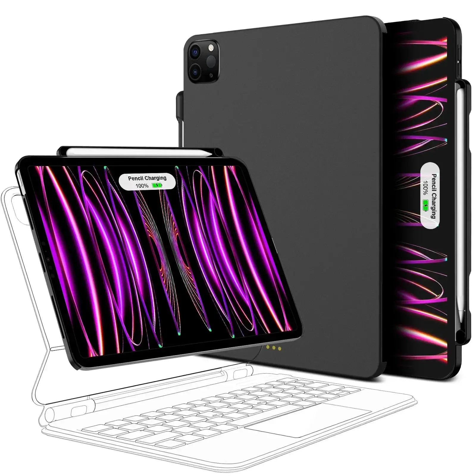 Magnetic Case for iPad Pro 11 13 M4 Air 6 Pencil Holder