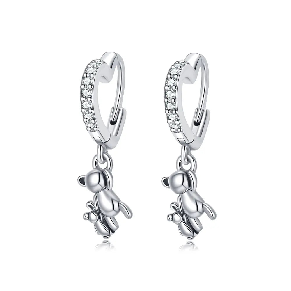 Sterling Silver Hoop Earrings Crystal