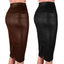 Elegant Faux Leather Pencil Skirt Versatile Chic Essential