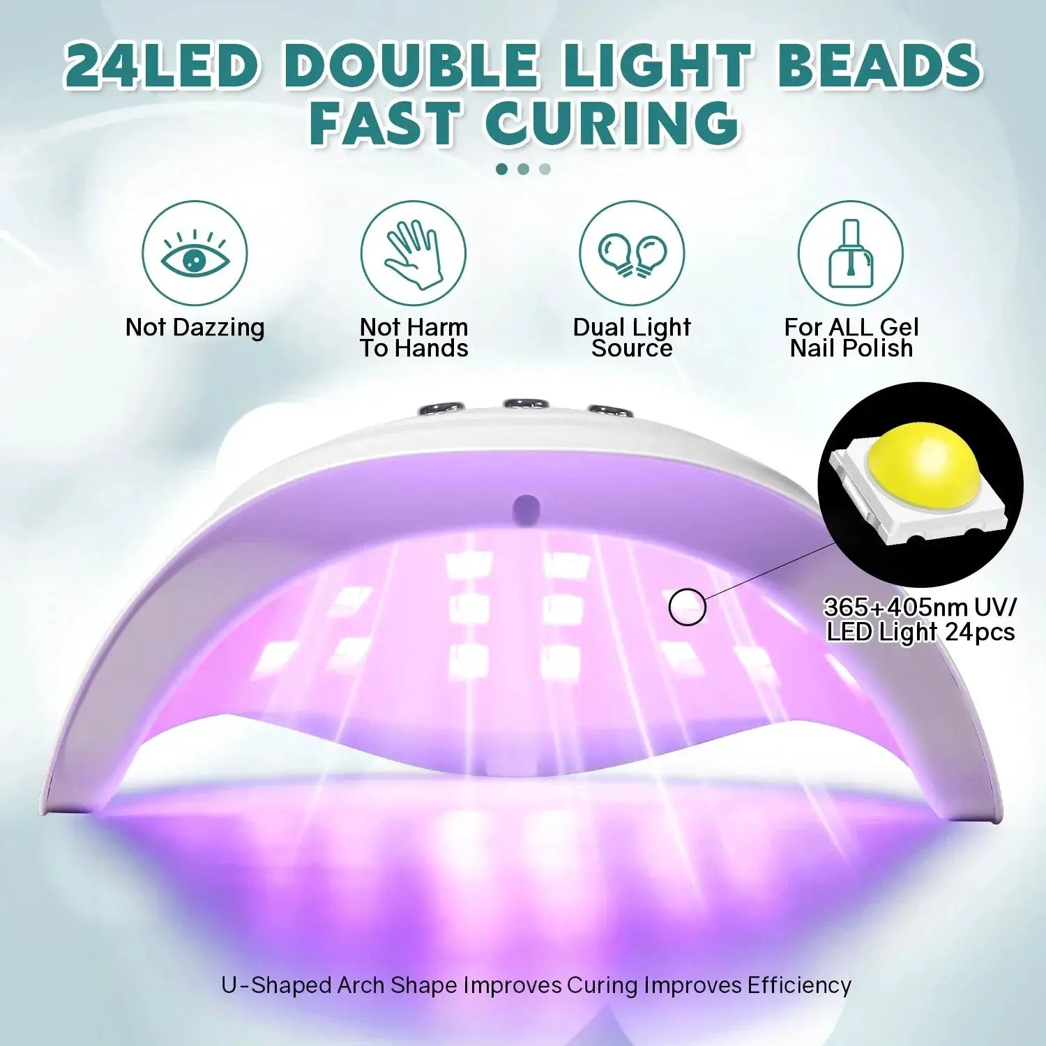 72W UV Nail Lamp With 24 LEDs Nail Dryer And Timer