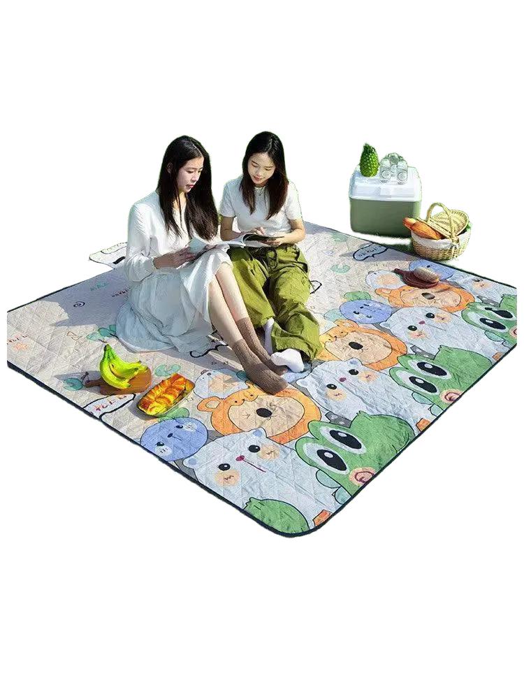 Waterproof Picnic Blanket for Families — [Single layer does not thickened] Yellow and White 180*180cm