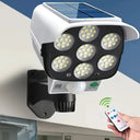 Outdoor Motion Sensor Solar Lights 2000 Lumen 77 LED With Remote Controller Fake Security Camera Monitoring Induction Wall Lamps
