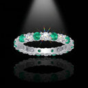 Emerald Moissanite Ring in Sterling Silver Certificate
