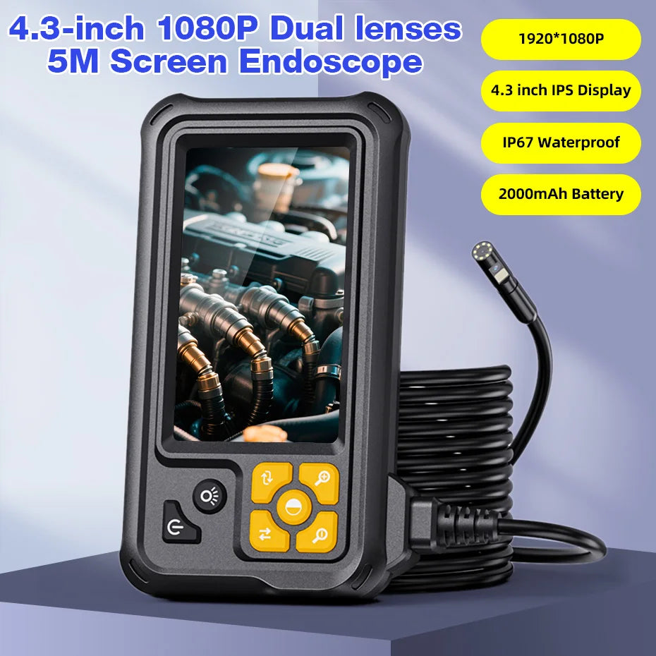 Dual Lens Industrial Endoscope Camera IPS Screen Waterproof Cable — product view 3