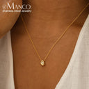 eManco Stainless Steel Gold-Plated Water Drop Pendant Necklace