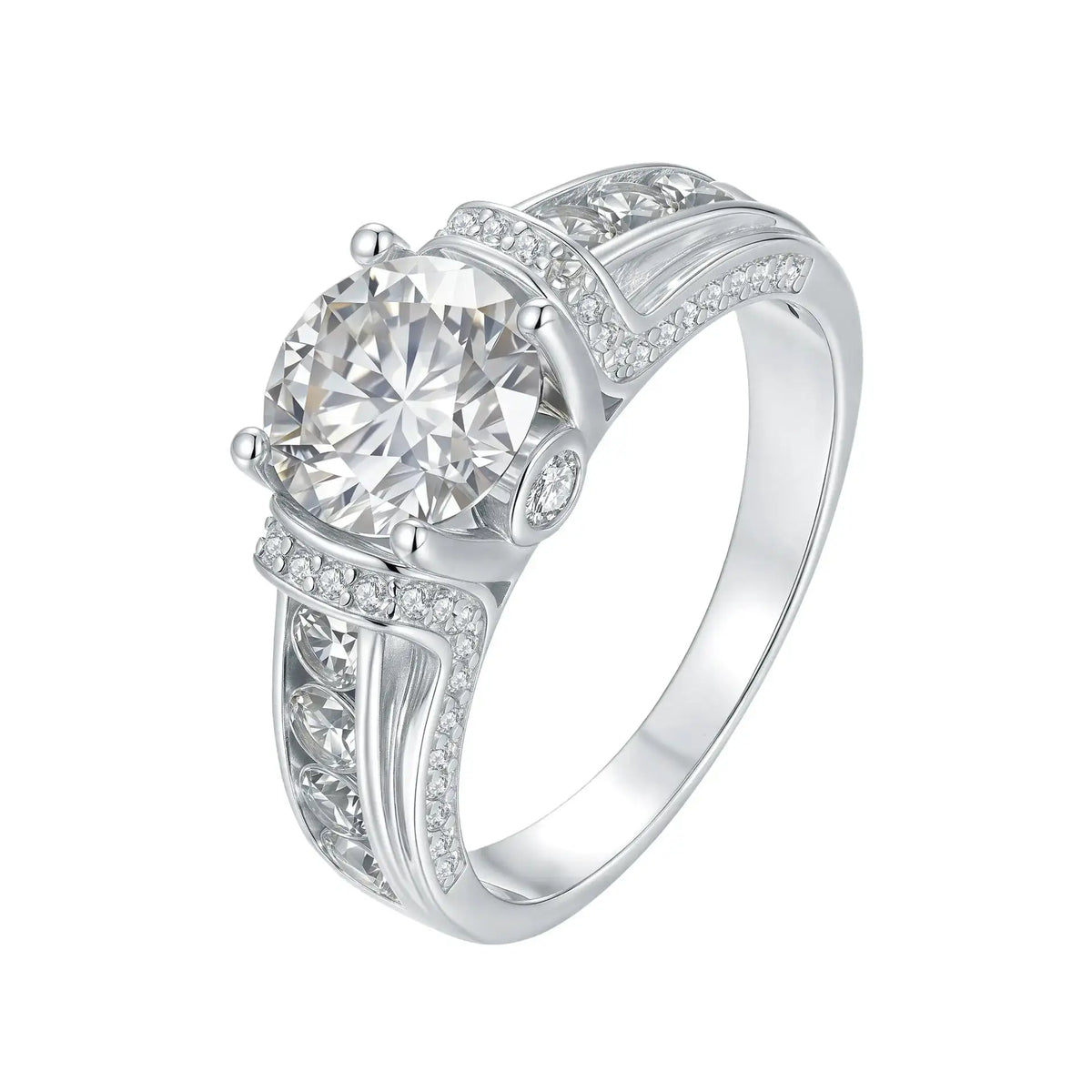 3 Carat Round D Color VVS1 Moissanite Ring, 925 Sterling Silver, 4 Prong Setting, Jewelry Gift, Pass Diamond Tester