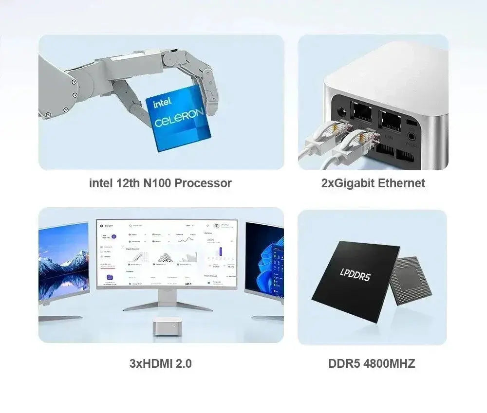 Chatreey T8 Mini PC High Performance Intel Celeron Quad Core