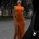Flattering Orange Midi Dress for Women