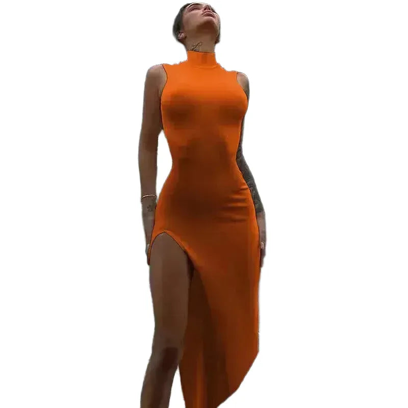 Flattering Orange Midi Dress for Women — product view 1