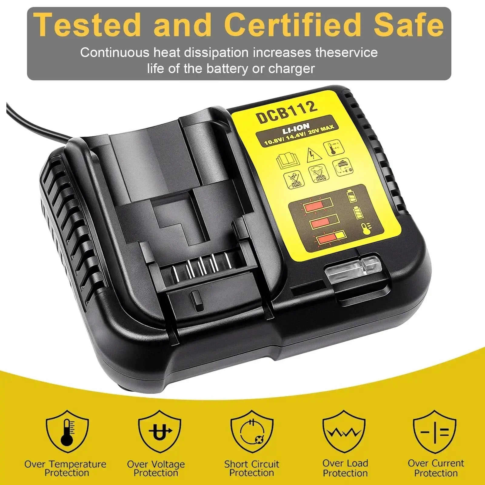 DCB112 2A Lithium Battery Charger for Tools Compact Design