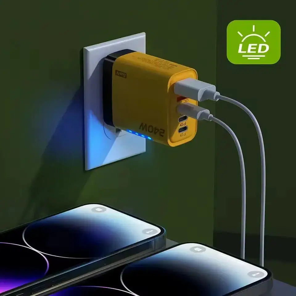 240W GaN USB C Charger 5 in 1 Fast Charging Phone Charger Power Adapter For iPhone Samsung Xiaomi Type C EU/US Plug Wall Charger