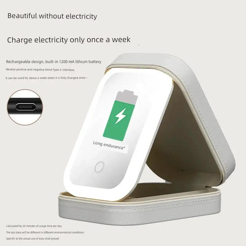 Portable Foldable Cosmetic Mirror With LED Lighting