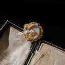 Women Gemstone Necklace and Zirconia Pearl Earrings Set in Textured 18K Gold