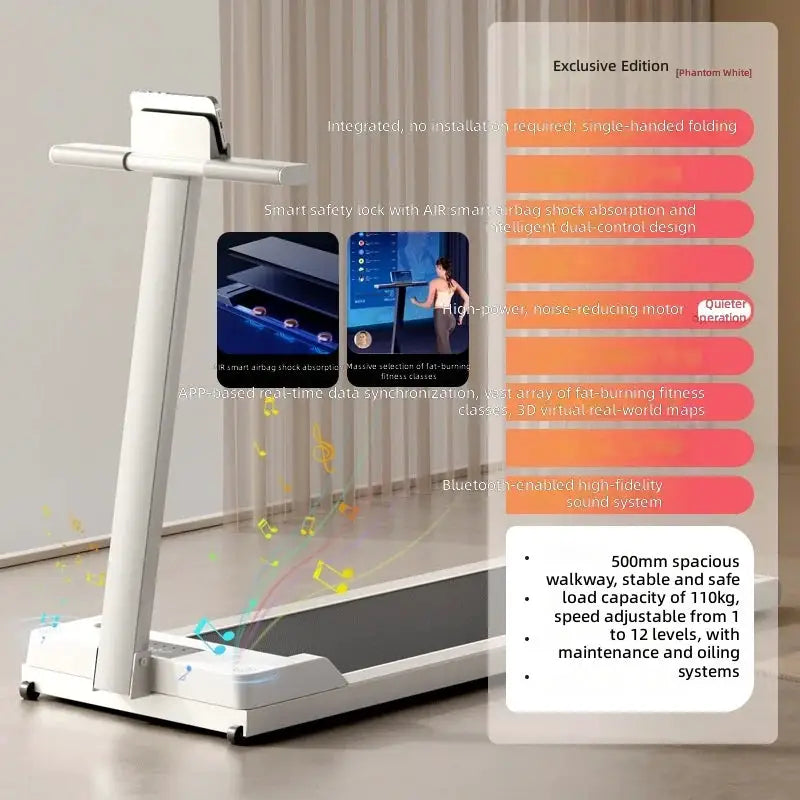 Foldable Treadmill, Compact Home Gym Equipment, Quiet Multi-Function Indoor Fitness Machine, 2024 New Model