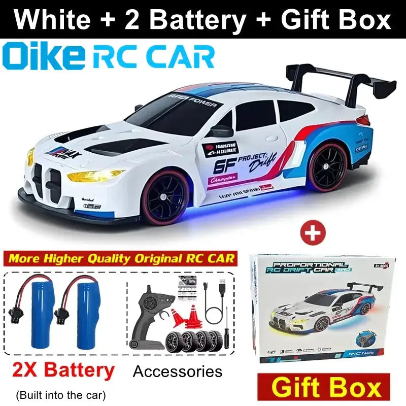 OiKe RC Drift Car - High Speed Mini Racer - Silver 1B Gift Box product image