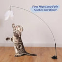 Interactive Feather Cat Wand Toy with Suction Cup Base