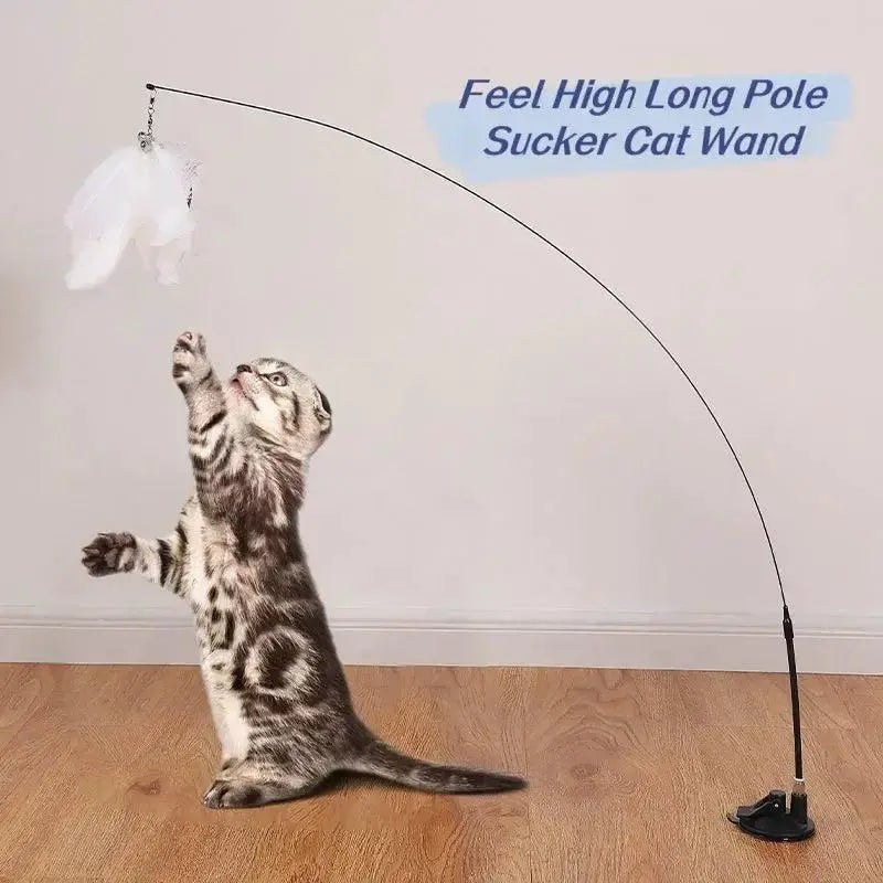 Cat Feather Interactive Wand Toy for Fun Exercise Playtime