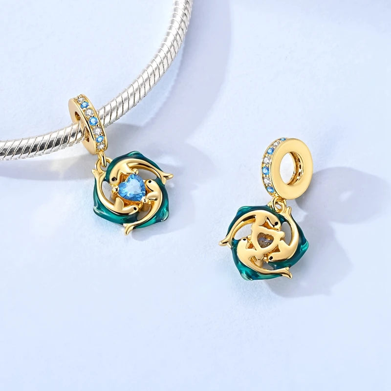 Golden Charm Beads Sterling Silver