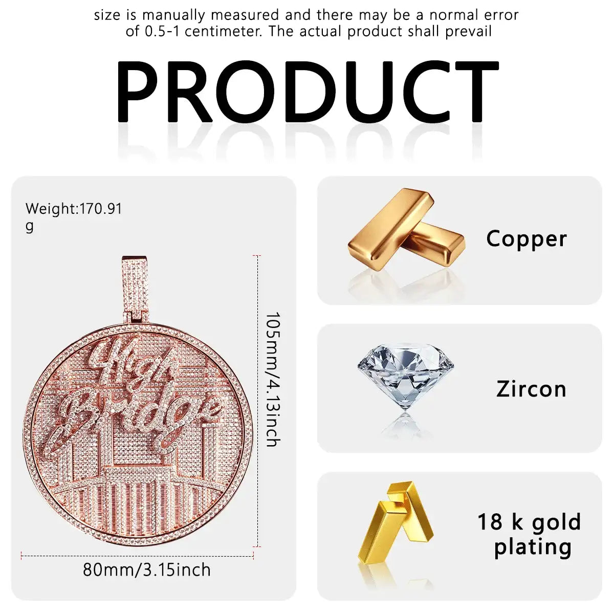Gold Plated Hip Hop Charm Gold Plated Iced Out High — product view 2