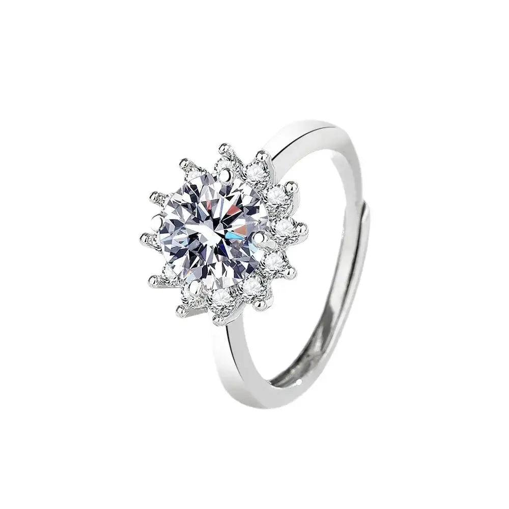 Moissanite Ring in Sterling Silver Classic Round — product view 6