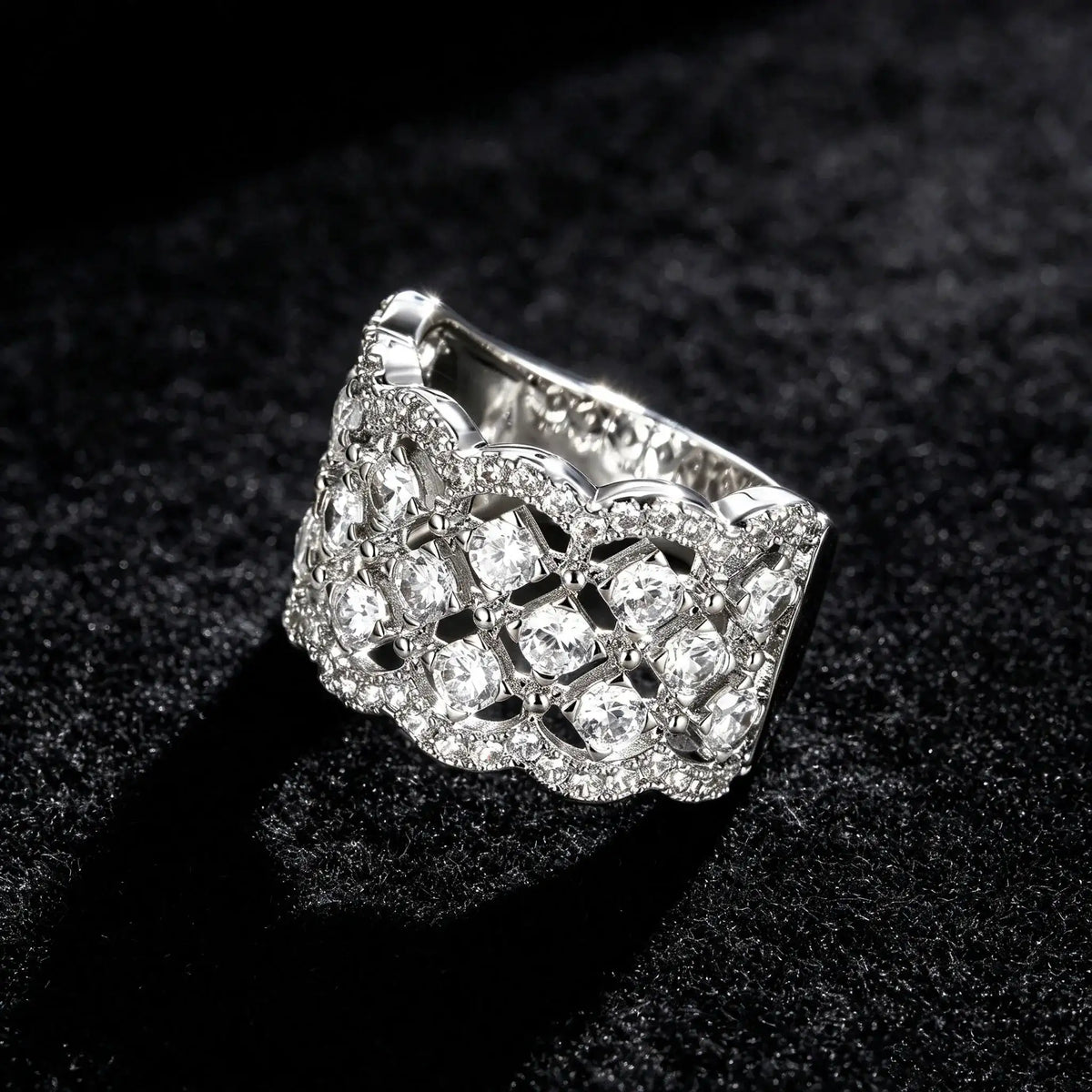 Sterling Silver Silver Moissanite Wavy Ring — product image 1