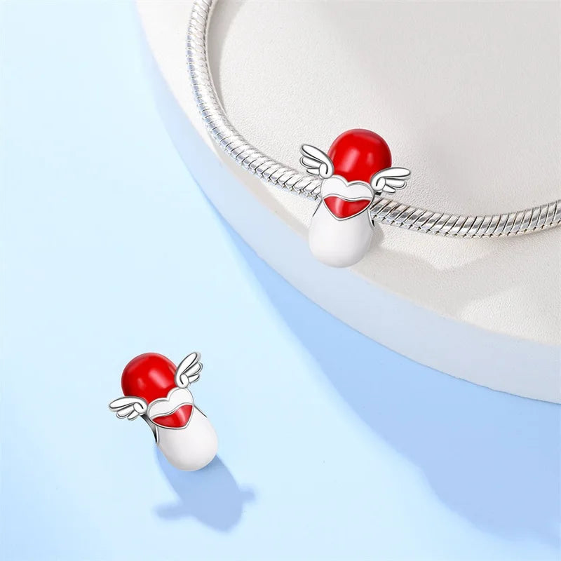 Sterling Silver Red Heart Shaped