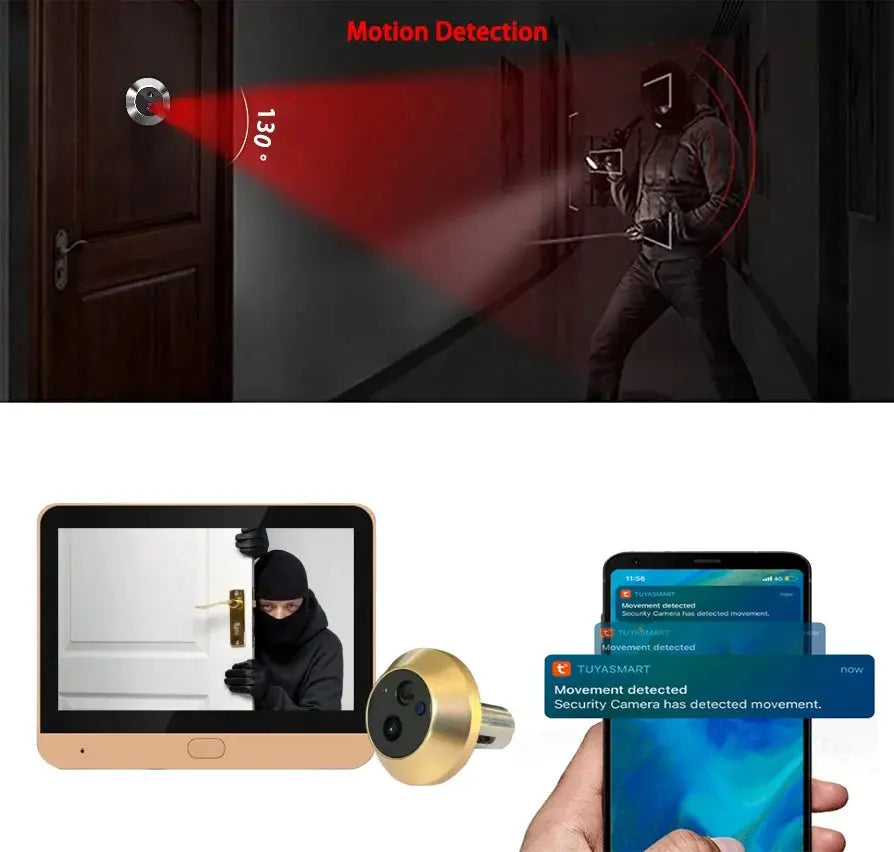 Tuya Smart 3MP Outdoor Wireless Door Peephole Video Eye Camera 2.4G WiFi Night Vision Home Security Door Camera with LCD Screen by stepyours.com
