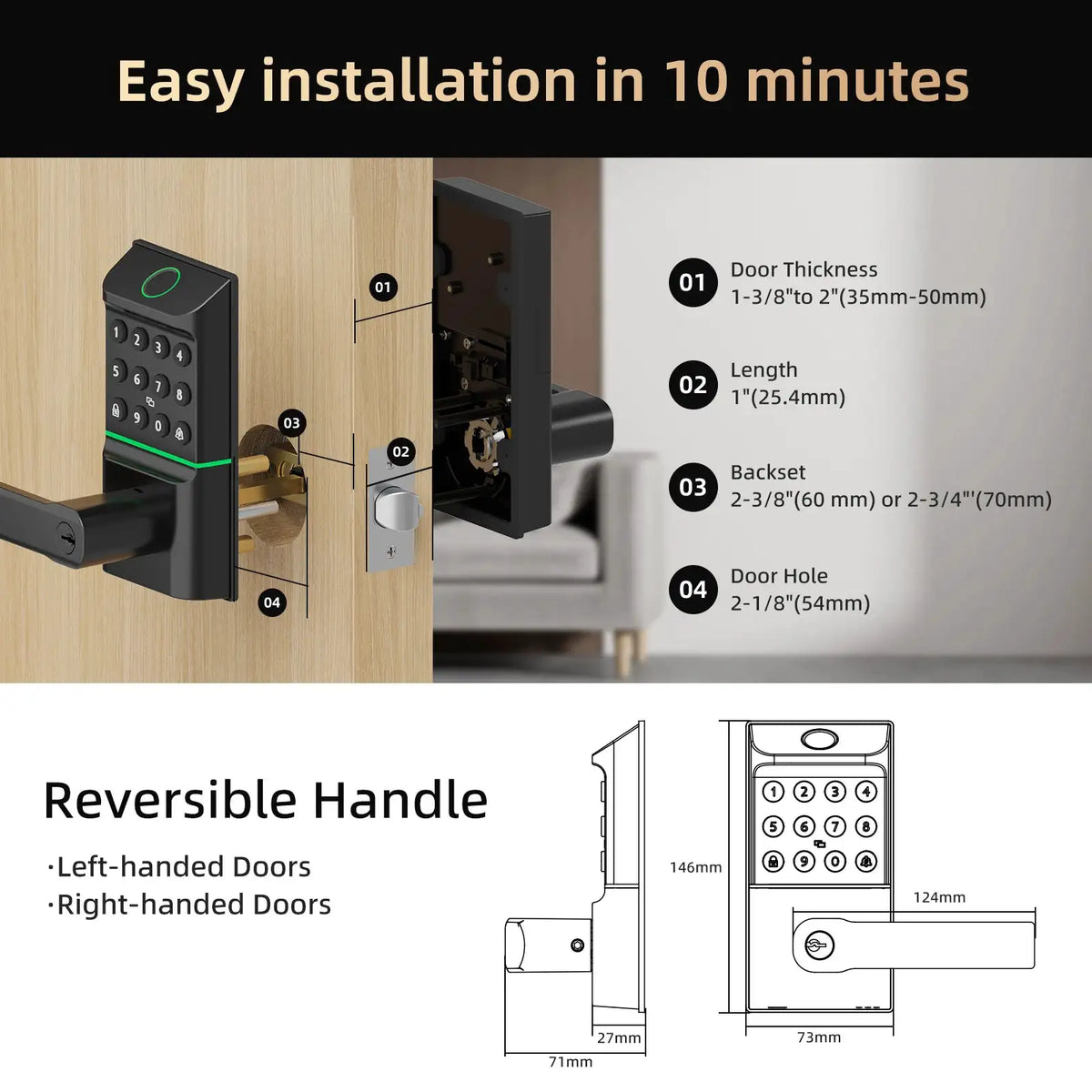 Viladepot Fingerprint Door Lock — product view 3