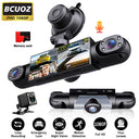 BCUOZ Dashcam, Front + Built-in Rear Left and Right Super