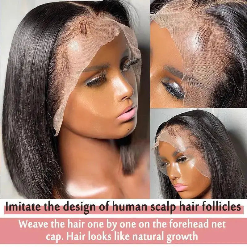 Lace Front Bone Straight Bob Wig 100 Percent Human Hair