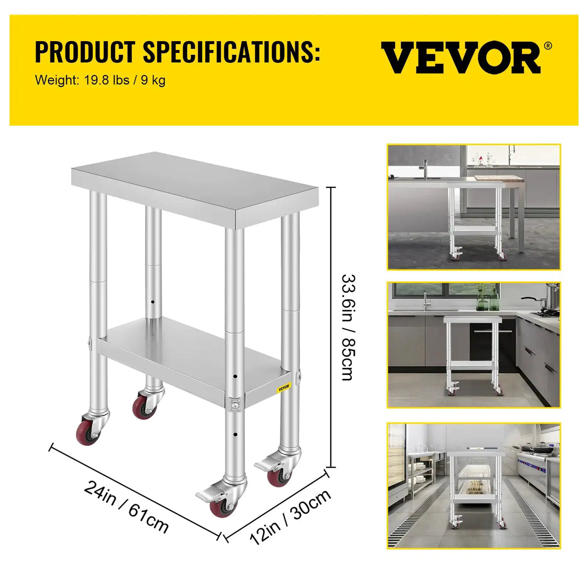 SucceBuy Stainless Steel Kitchen Worktable Shelves Commercial — product view 10